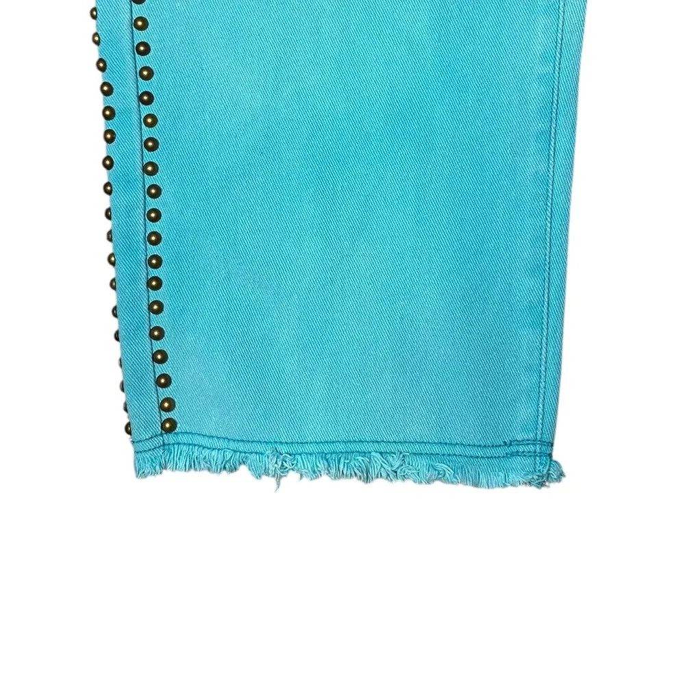POL Turquoise Studded Cutout Jeans Medium Boho Festival Western Statement